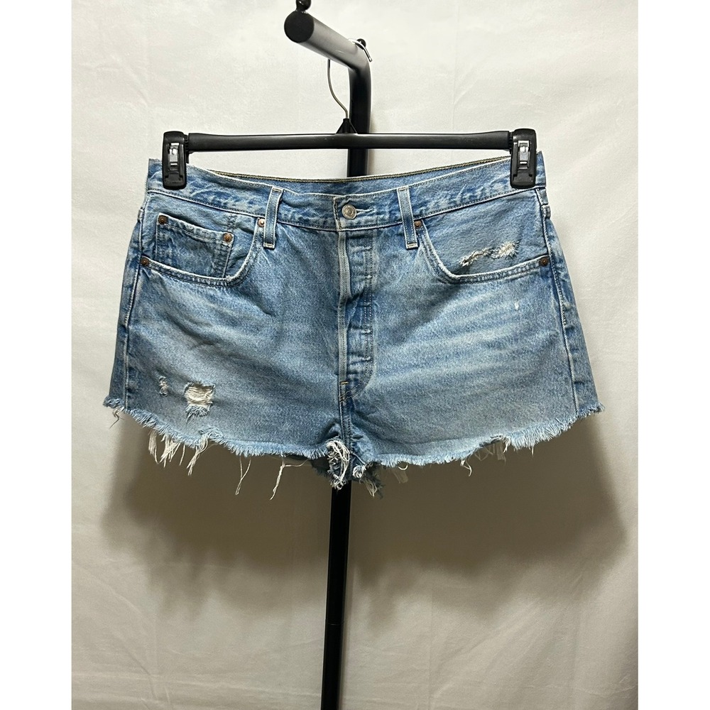 Levi's 501 Big E Button Fly Cutoff Distressed Denim Shorts Size W32